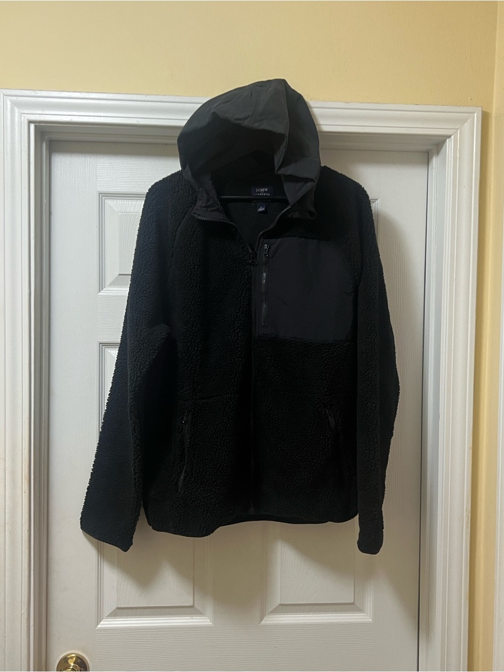 J. Crew Factory Black Sherpa Jacket with Hood